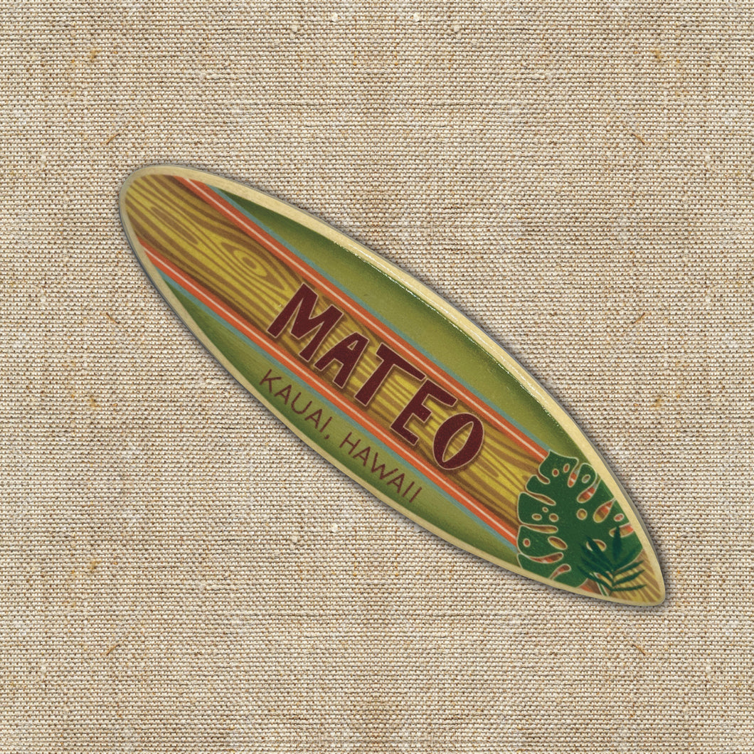 Mini Personalized Wooden Surfboard in Green - 8