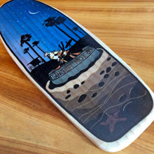 Load image into Gallery viewer, Mini Wooden Surfboard Art - Beach  Bonfire on Longboard
